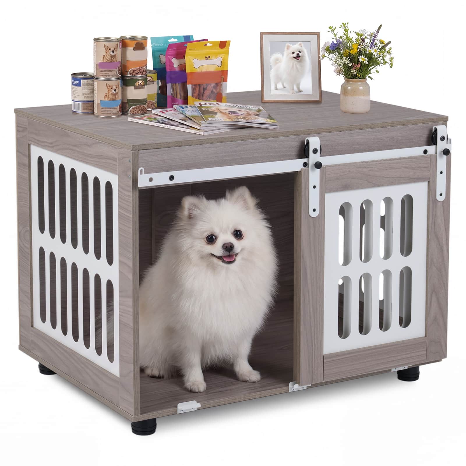 Gymax - 31.5'' Dog Crate Furniture w/Sliding Barn Door for Living Room Bedroom Hallway price history on PriceWatchPro