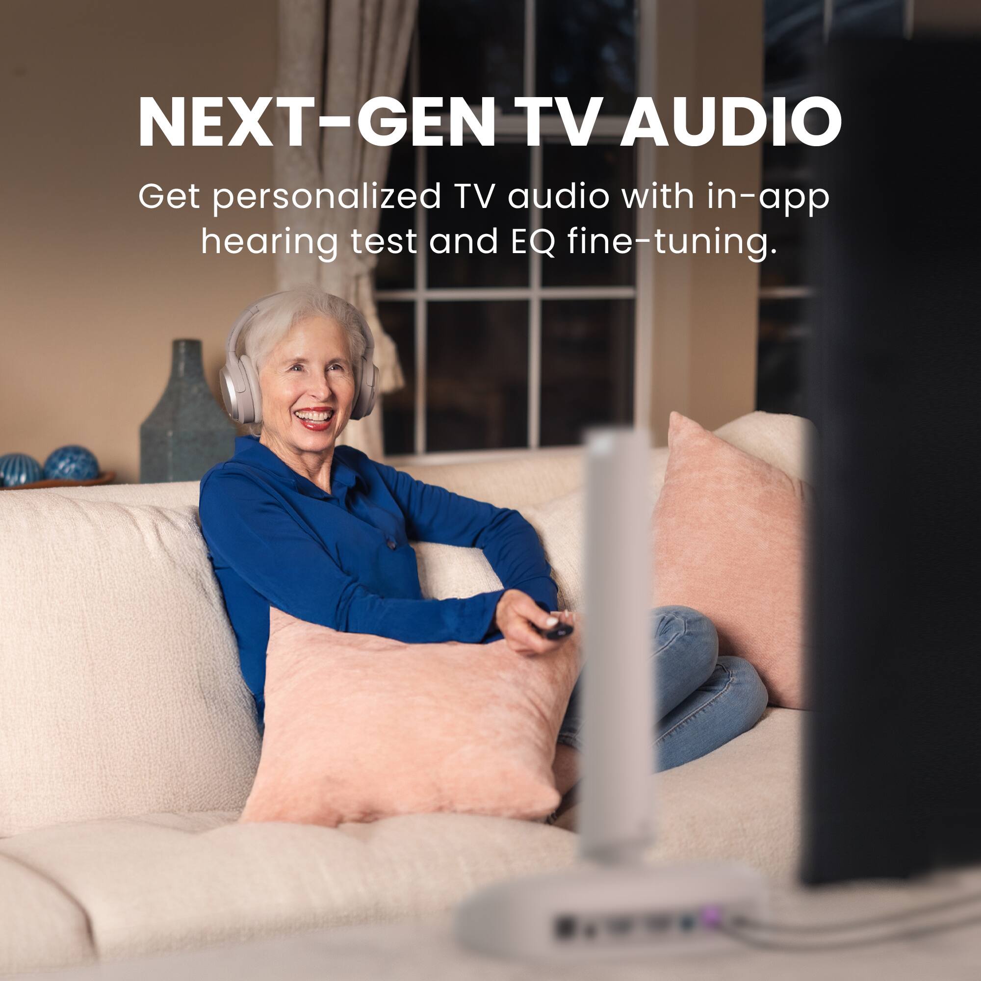 Angle. Avantree - Crescendo Me - Personalized Sound Wireless TV Headphones for Seniors & Hard of Hearing with Hearing Test.