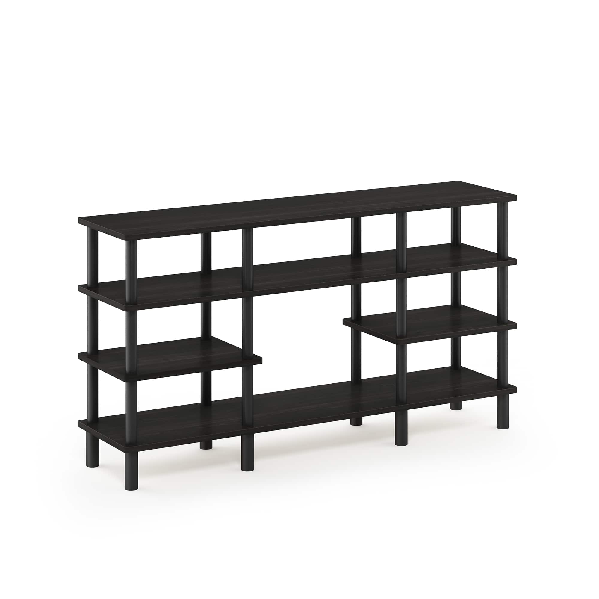 Furinno - Turn-N-Tube 4-Tier Multipurpose Wide Shelf TV Stand - Espresso/Black
