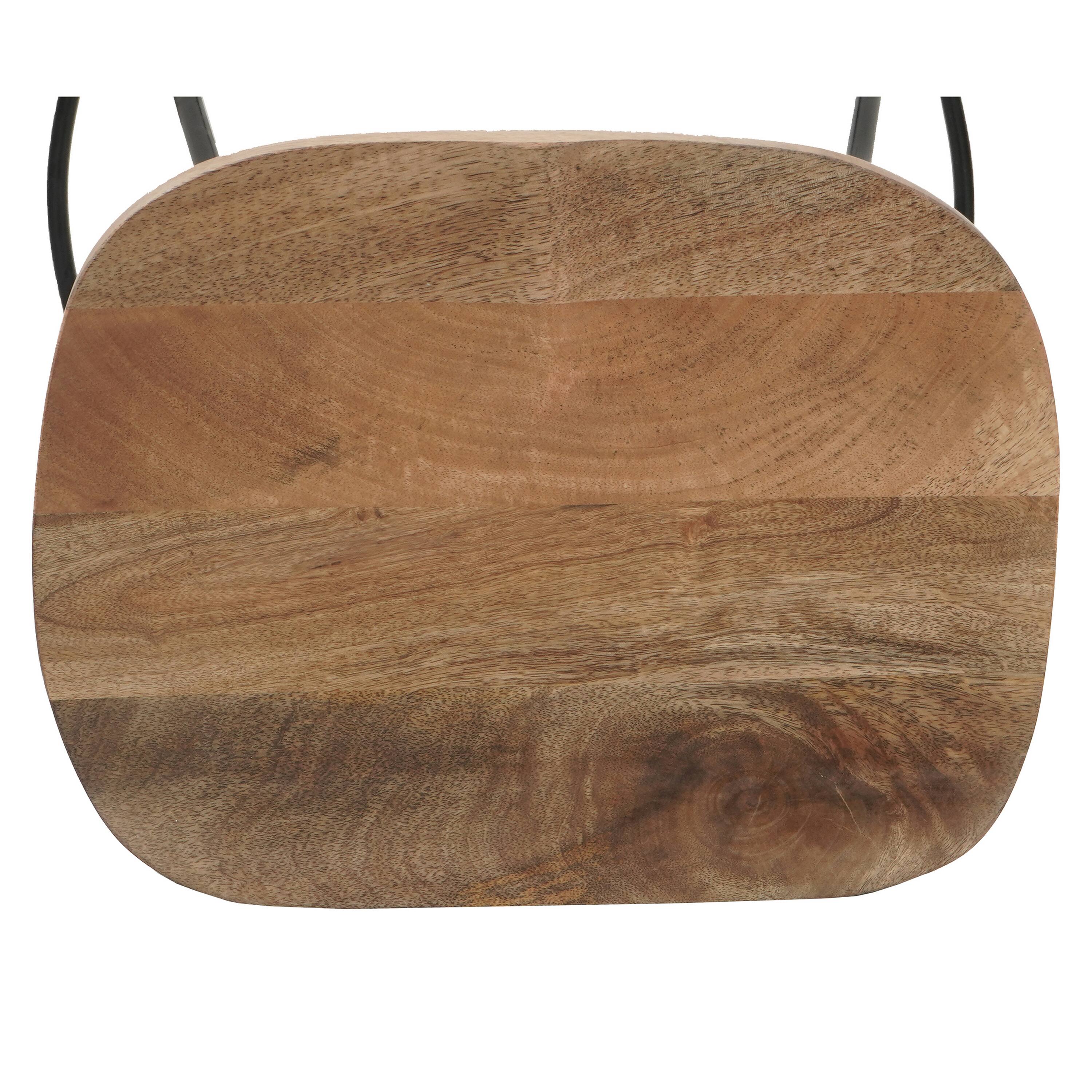Alt View 1. Manhattan Lane - Tiva 30 Inch Handcrafted Backless Barstool, Natural Brown Mango Wood Saddle Seat, Black Metal Base - Brown, Black.