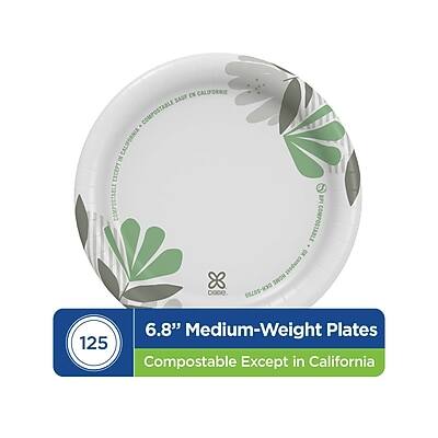 6.8" Medium-Weight Plates  
Compostable Except in California  
125 Plates