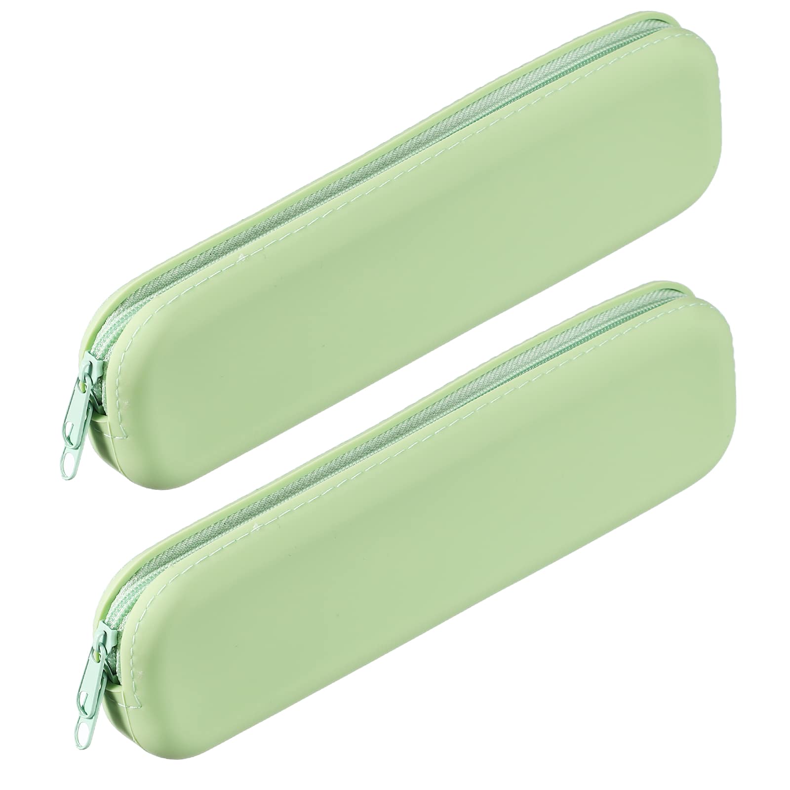 Unique Bargains - 2pcs Rectangular Silicone Pen Case, Small Pencil Pouch w/ Zipper, Waterproof Storage for Travel - Khaki Green price history on PriceWatchPro