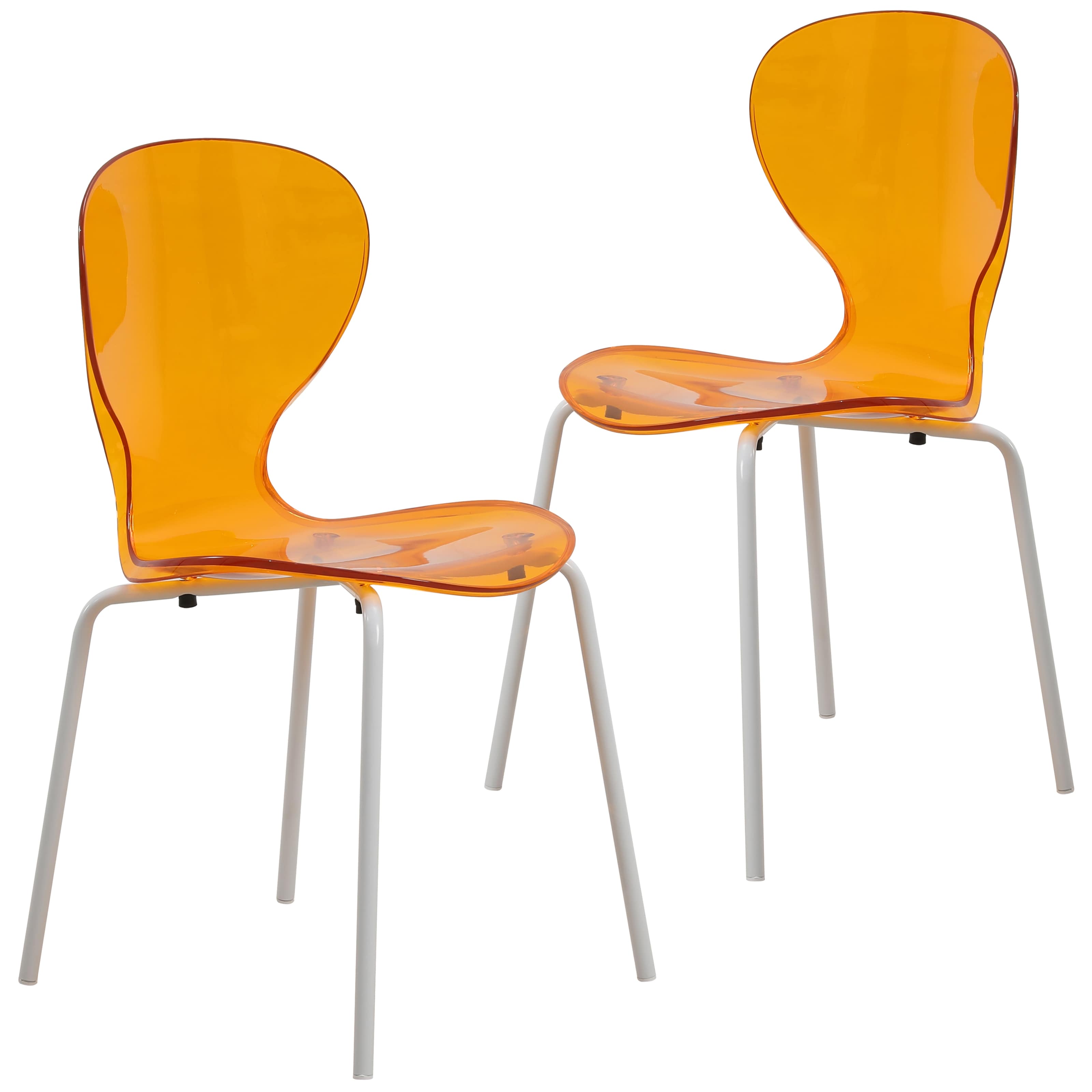 LeisureMod - Oyster 2-PCS Clear Polycarbonate Accent Dining Chair - Stackable Side Chair with Powder Coated Frame - Transparent Orange price history on PriceWatchPro