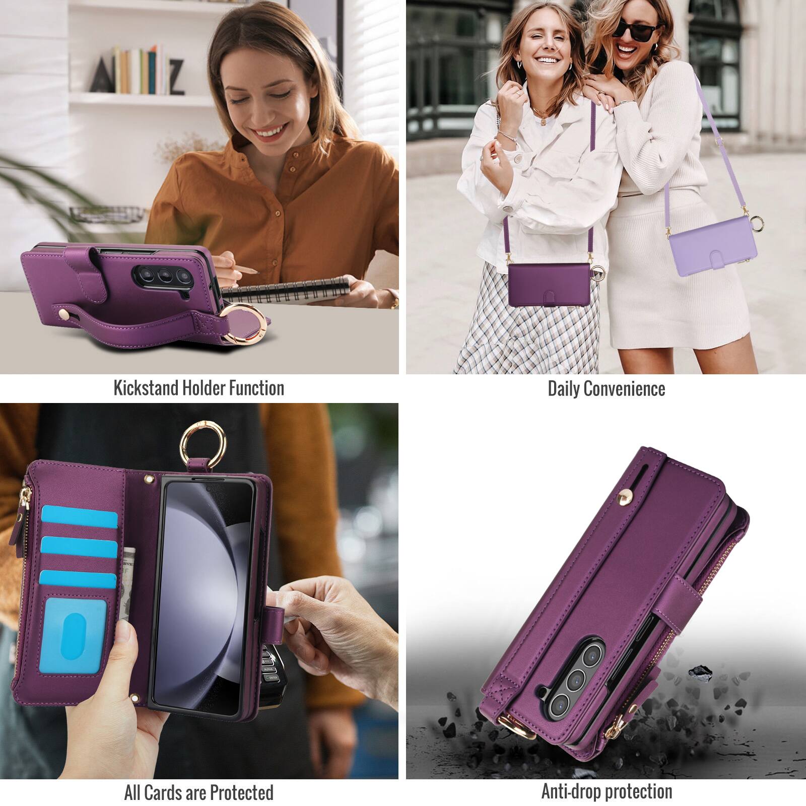 Kickstand Holder Function  
Daily Convenience  
All Cards are Protected  
Anti-drop protection