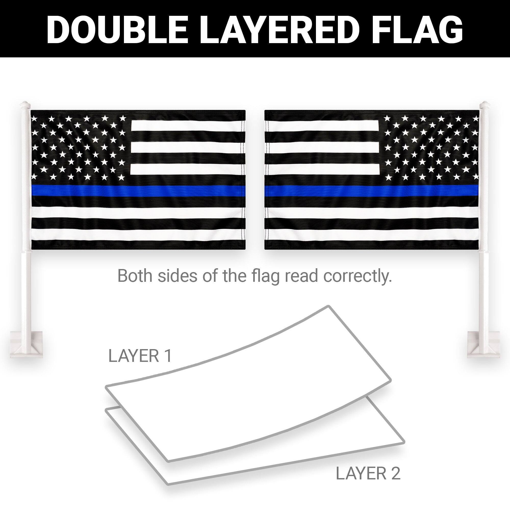 DOUBLE LAYERED FLAG  
Both sides of the flag read correctly.  

LAYER 1  
LAYER 2