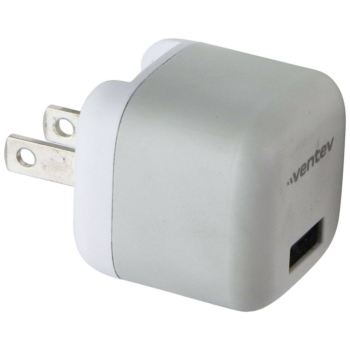 Angle. Ventev - 12W USB-A Ultra Fast Mini Wall Charger - White - White.