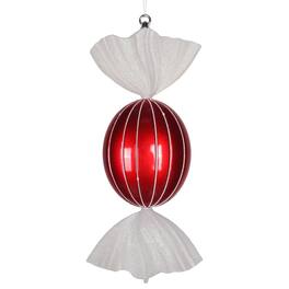 Vickerman - 18.5" -White Oval Candy Glitter - Red