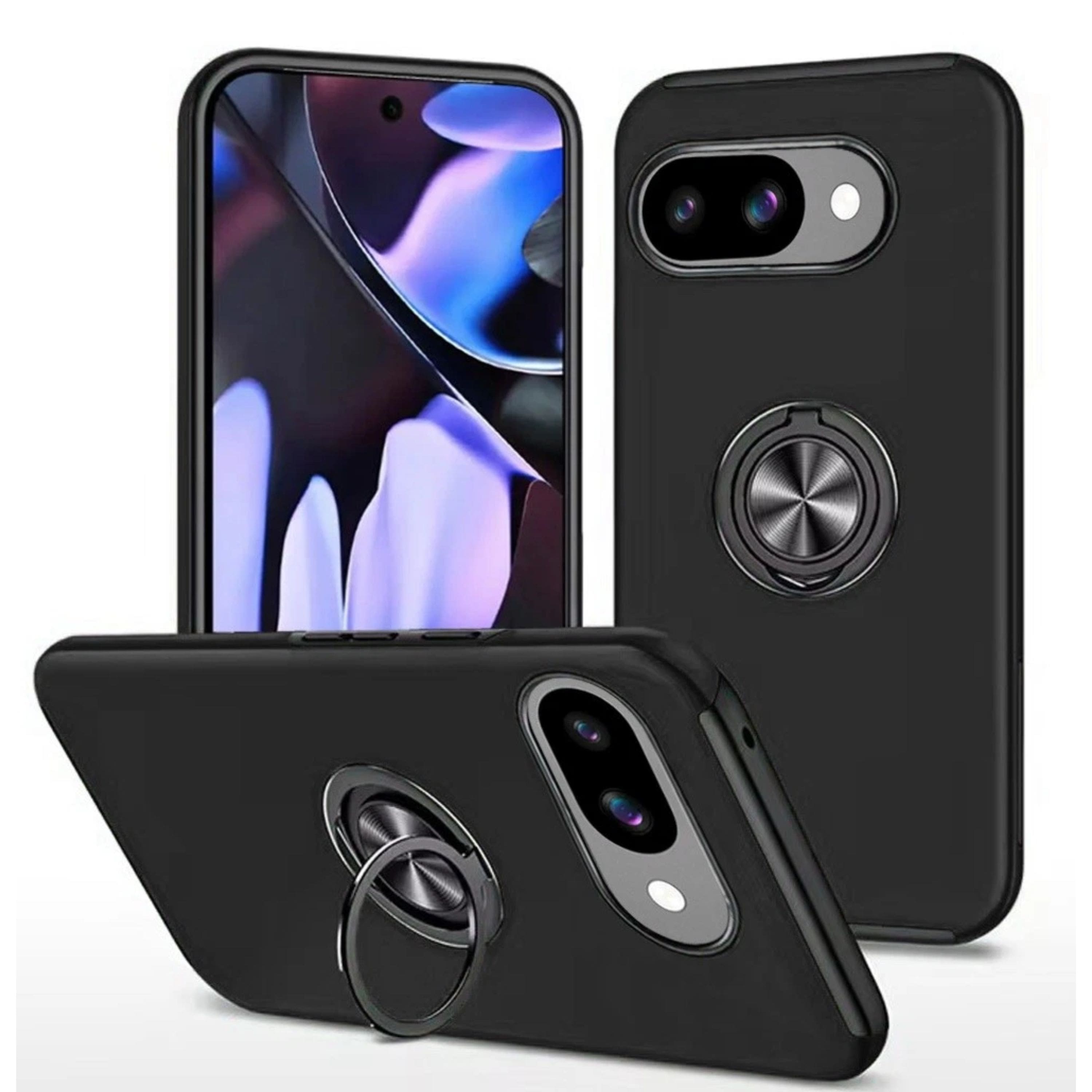 Kitcheniva - Rubber Dual Layer Magnetic Ring Stand Phone Case With Tempered Glass For Google Pixel 9a - Black price history on PriceWatchPro