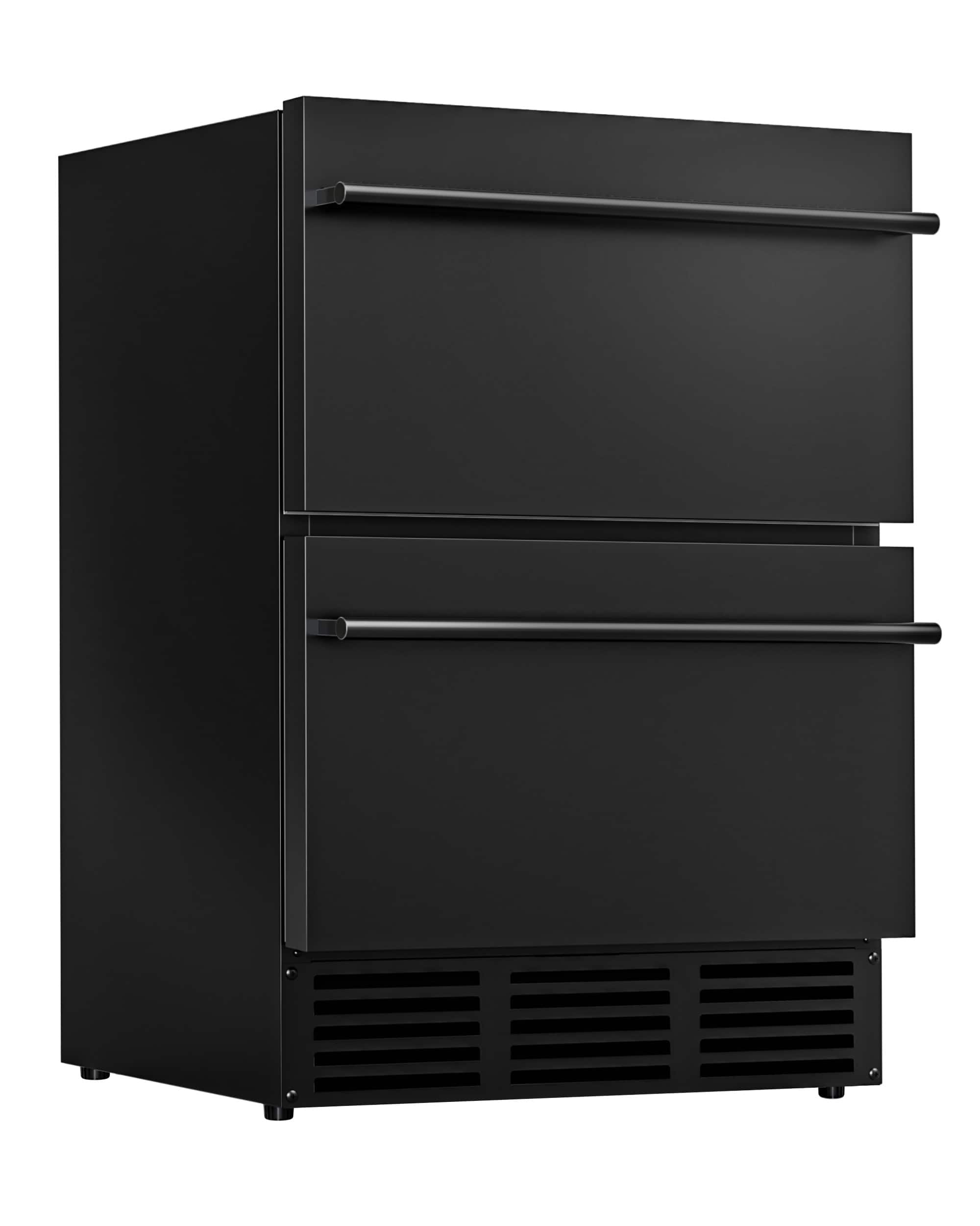 SIMZLIFE - 24 in Outdoor Double Drawers Beverage Fridge - Compact Undercounter Built-in Cooler for Residential & Business Use - Black