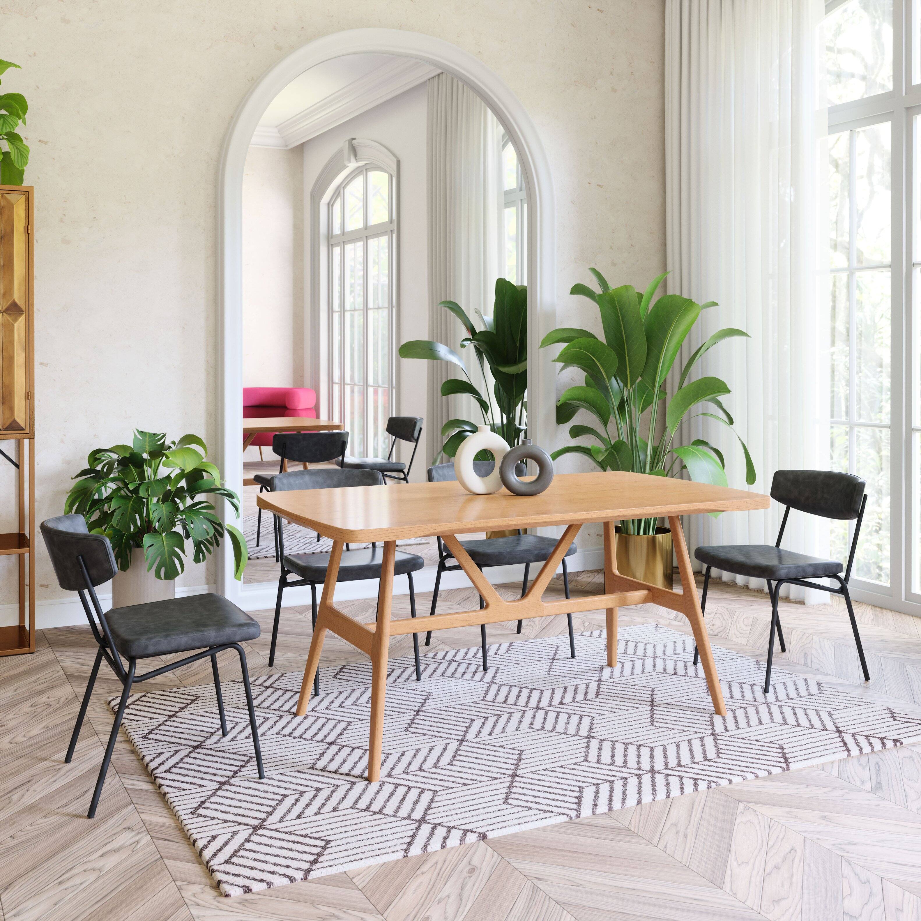 Angle. Hivvago - Rovina Dining Table Natural - Natural.