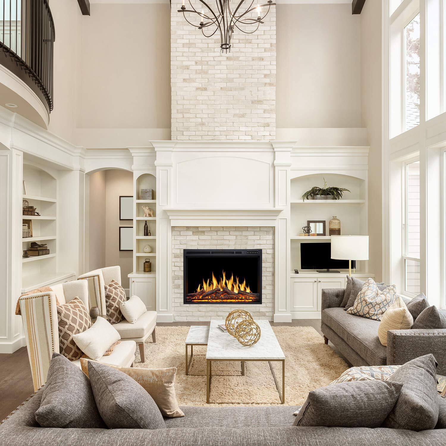 Alt View 1. Edendirect - 39 in. Ventless Electric Fireplace Insert with Remote, 750W/1500W Heating, Low Noise, Over Heat Protect, ETL Certified - Black.