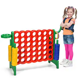 Gymax - 2.5Ft 4-to-Score Giant Game Set Basketball Hoop Ring Game Indoor Outdoor