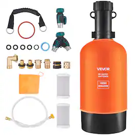 VEVOR - RV Water Softener, 16,000 Grain, Portable Water Softener with Filter System, NPT 3/4" Fittings, Food-Grade Resin - Orange