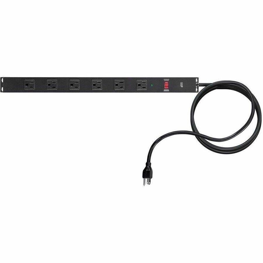 Alt View 4. Monoprice - Monoprice 35097 6-Outlets Surge Suppressor/Protector - Household Electronic - Black - 6 x NEMA 5-15R - 1800 VA - 540 J - Black Powder Coat.