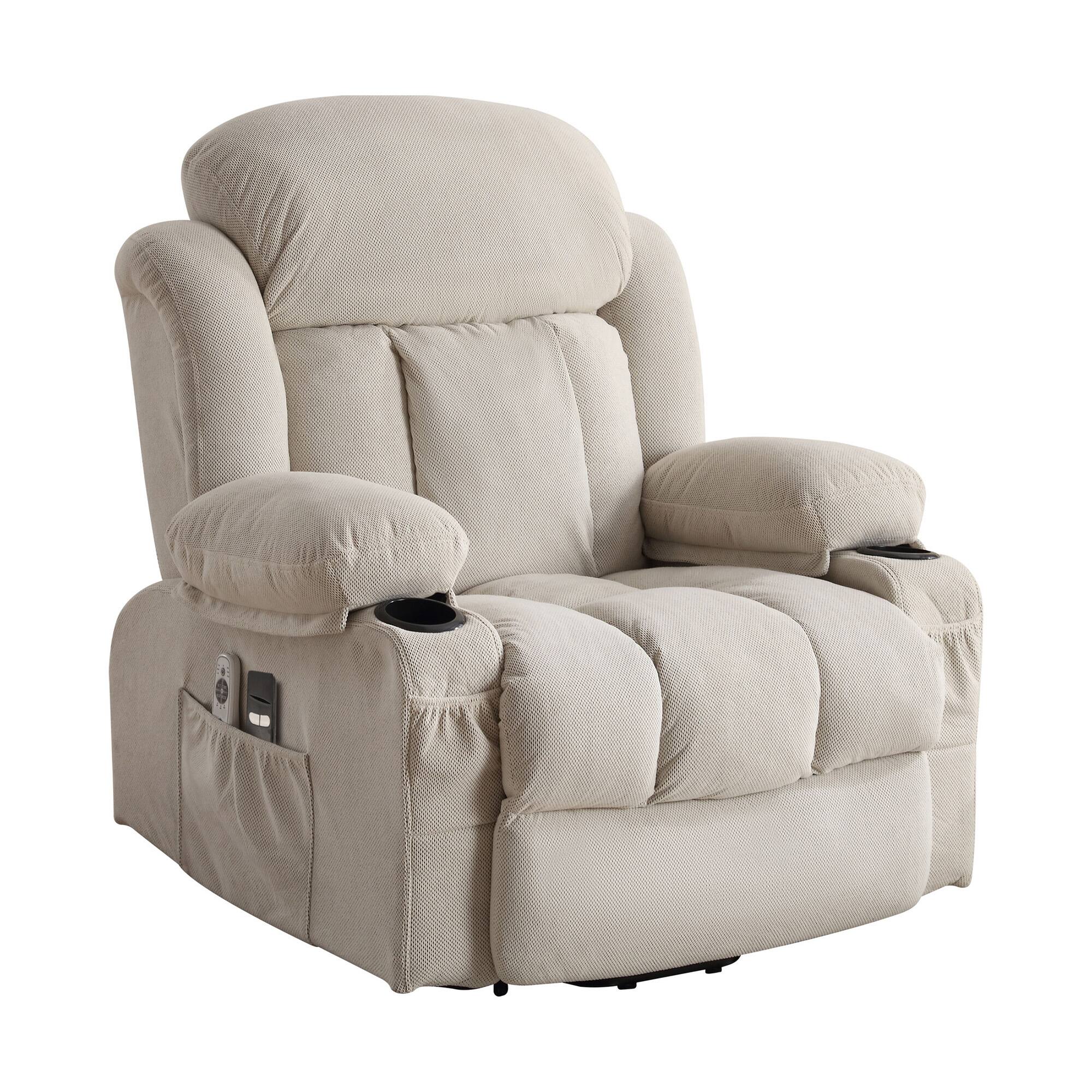 Alt View 4. GOODSILO - Power Lift Recliner Chair with Heat & Massage, Electric Fabric Recliner for Elderly with USB Port & Remote - Beige.