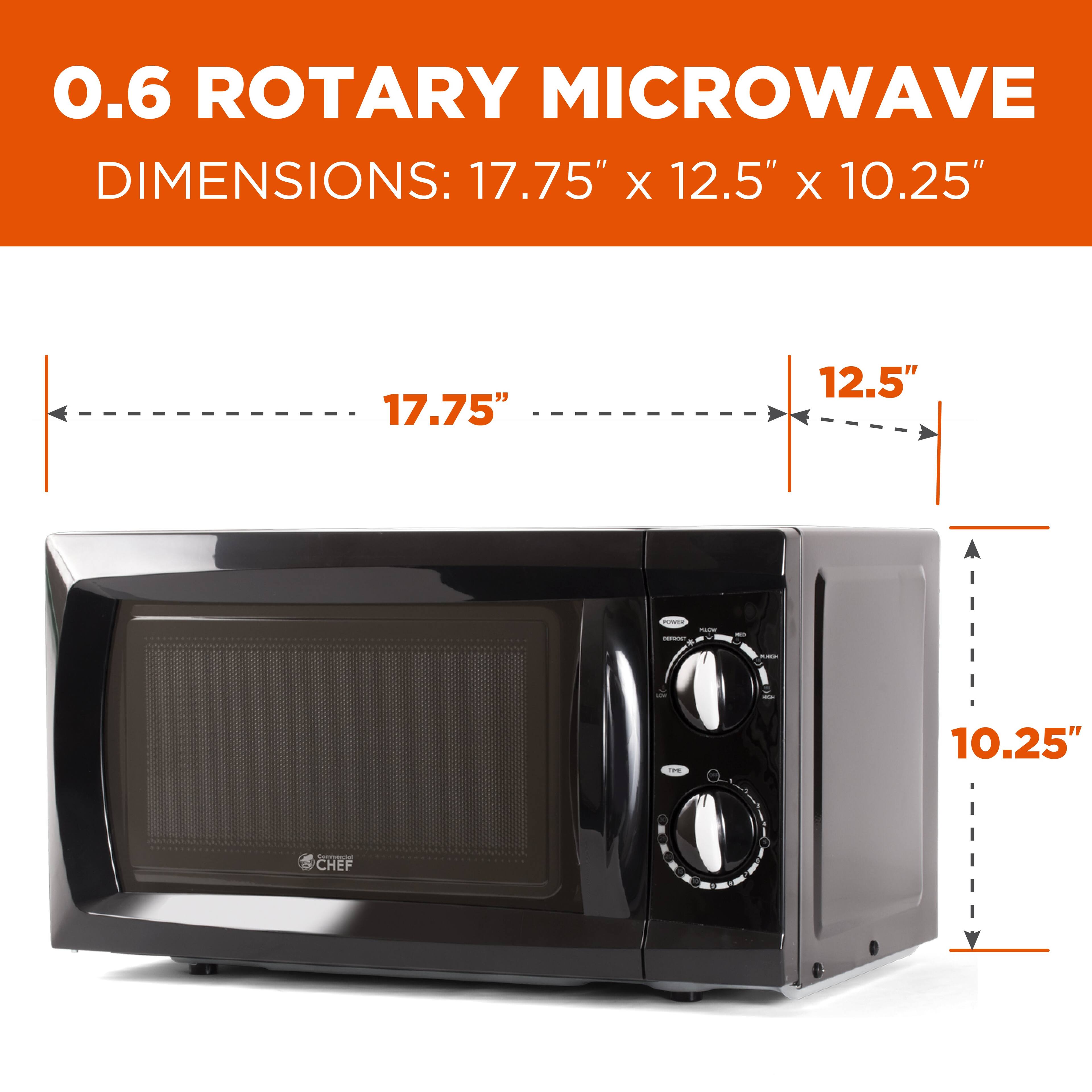 0.6 ROTARY MICROWAVE DIMENSIONS: 17.75" X 12.5" X 10.25" 17.75" 12.5" 10.25" I CHEF