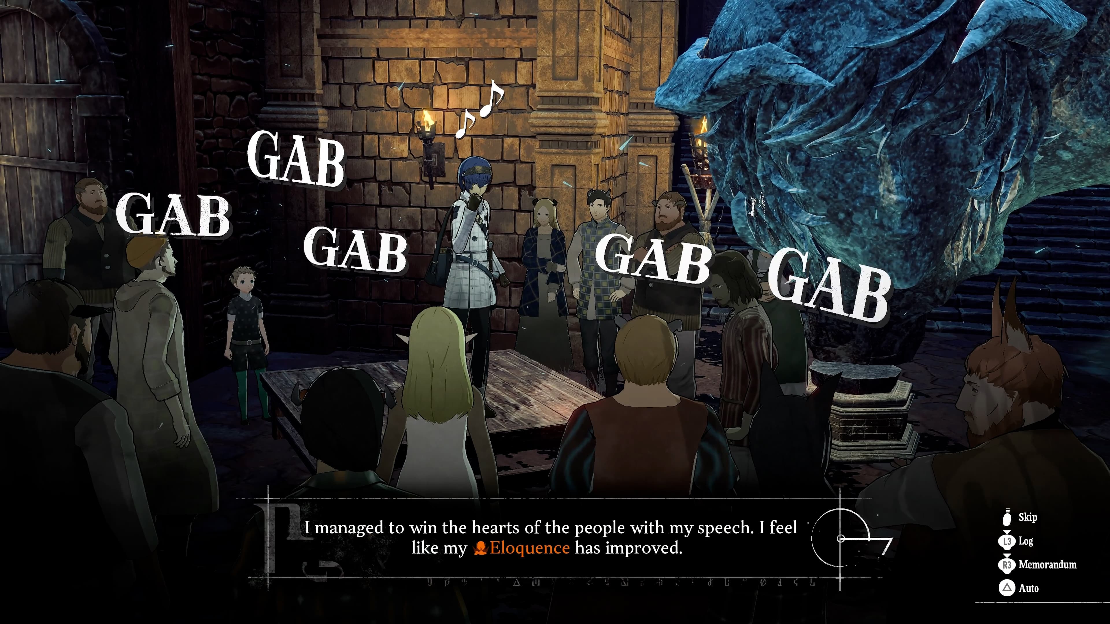 I managed to win the hearts of the people with my speech. I feel like my Eloquence has improved.