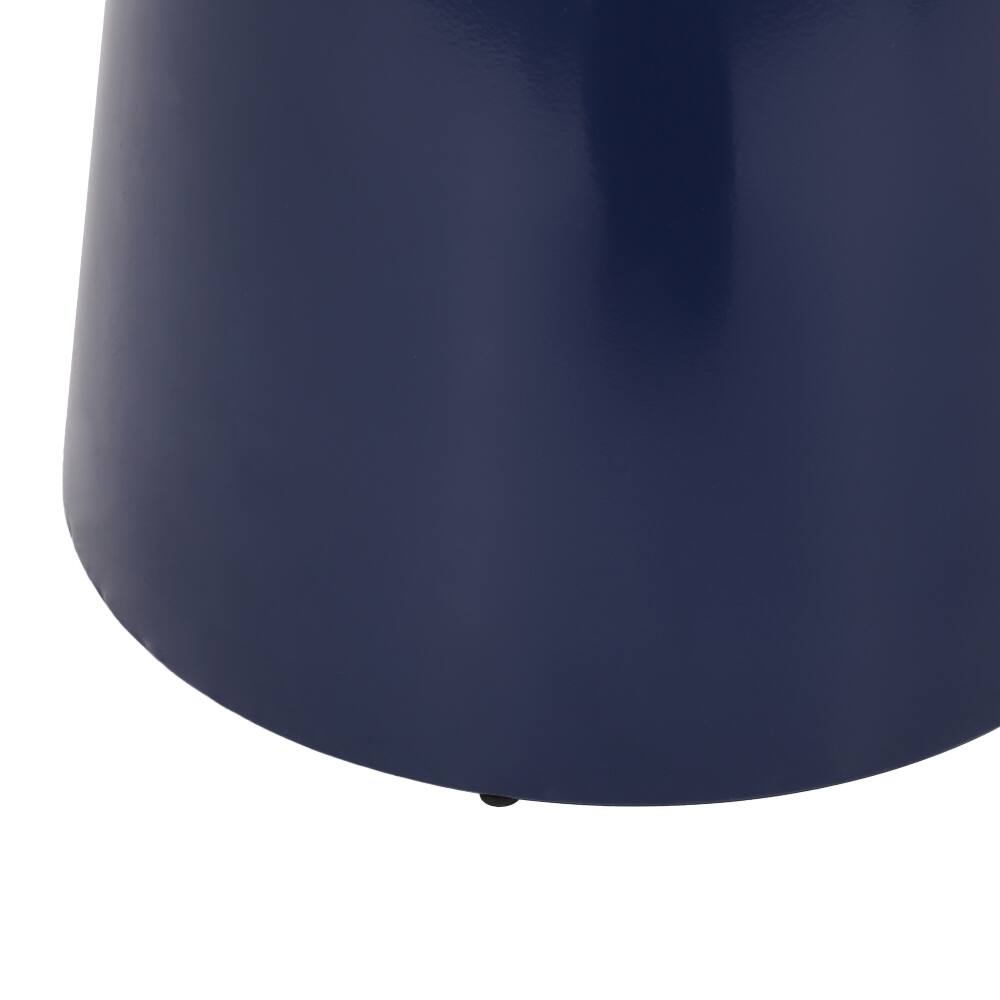 Alt View 6. Loheer - Loheer Outdoor Iron Side Tables Set of 2 Navy Blue Modern Flared Design Metal Accent Tables for Patio - Navy Blue.