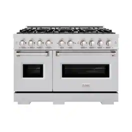 ZLINE - 48" Classic Double Oven Dual Fuel Range with 8 Brass Burners (CDR-BR-48) - Stainless Steel