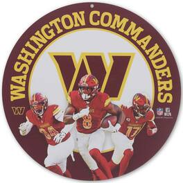 Open Road Brands - Washington Commanders Team Stars 11" Round Metal Sign - Multicolor