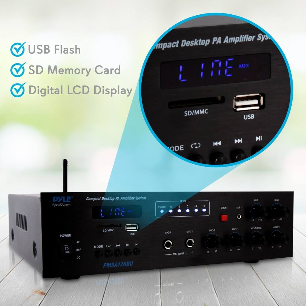USB Flash  
SD Memory Card  
Digital LCD Display  

Compact Desktop PA Amplifier System  
PyleUSA.com  

PMSA126BU  

USB Flash  
SD Memory Card  
Digital LCD Display  

Compact Desktop PA Amplifier System  
PyleUSA.com  

PMSA126BU  

USB Flash  
SD Memory Card  
Digital LCD Display  

Compact Desktop PA Amplifier System  
PyleUSA.com  

PMSA126BU  

USB Flash  
SD Memory Card  
Digital LCD Display  

Compact Desktop PA Amplifier System  
PyleUSA.com  

PMSA126BU  

USB Flash  
SD Memory Card  
Digital LCD Display  

Compact Desktop PA Amplifier System  
PyleUSA.com  

PMSA126BU  

USB Flash  
SD Memory Card  
Digital LCD Display  

Compact Desktop PA Amplifier System  
PyleUSA.com  

PMSA126BU  

USB Flash  
SD Memory Card  
Digital LCD Display  

Compact Desktop PA Amplifier System  
PyleUSA.com  

PMSA126BU  

USB Flash  
SD Memory Card  
Digital LCD Display  

Compact Desktop PA Amplifier System  
PyleUSA.com  

PMSA126BU  

USB Flash  
SD Memory Card  
Digital