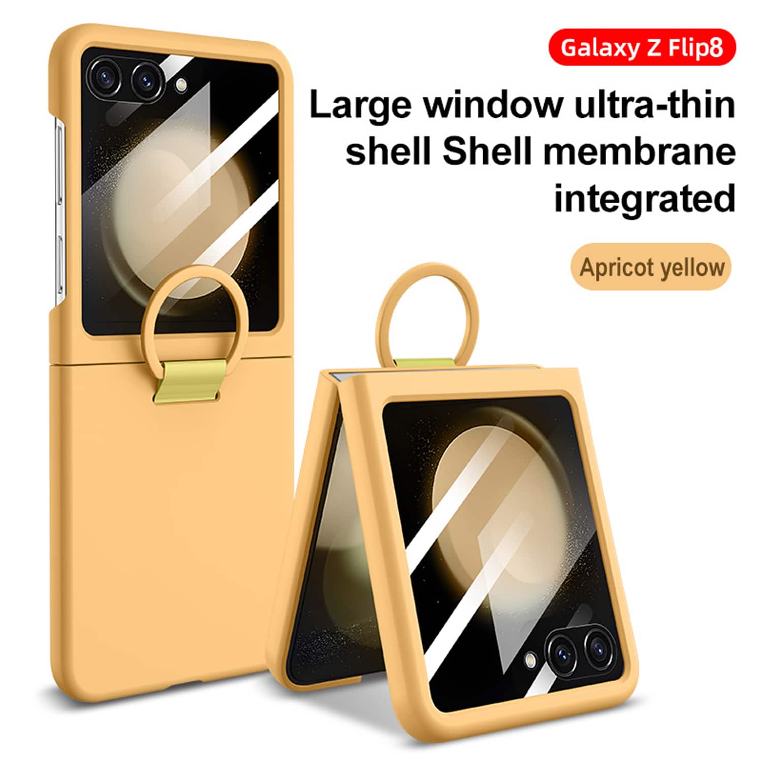 Dteck - Anti-Scratch Case for Samsung Galaxy Z Flip8 with Integrated Screen Protector & Grip Ring Hard PC Slim Back Cover - Yellow price history on PriceWatchPro