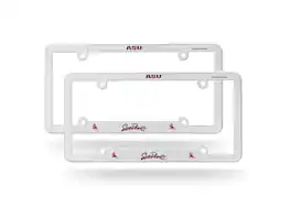 Rico Industries - Arizona State Sun Devils Raised Letter White Plastic EZ View License Plate Frame - Set of 2 Frames - Multi
