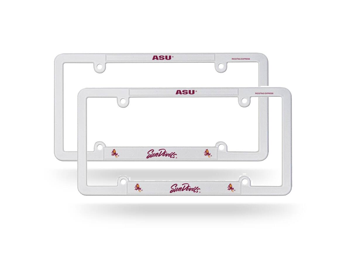Arizona State Sun Devils Raised Letter White Plastic EZ View License Plate Frame - Set of 2 Frames