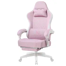 GTPlayer - Ergonomic Gaming Chair with Linkage Armrests Computer Office Chair High Back Task Chair with Footrest - Pinkwhite