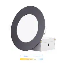 Infibrite - 4 In. Ultra-Thin Recessed LED Downlight 9W 750LM 3CCT Selectable Wet Rated, Triac Dimmable Trim 12-Pack - Black