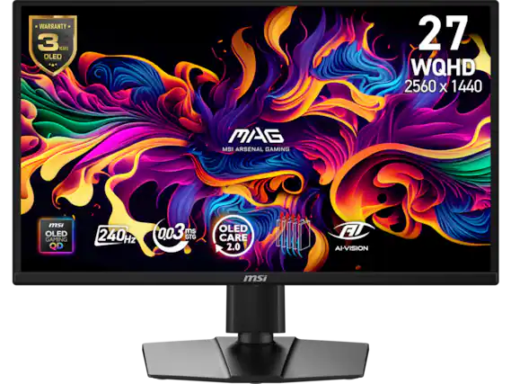 WARRANTY 3 YEARS OLED
27 WQHD 2560 x 1440
MSI ARSENAL GAMING
MSI OLED GAMING QD
240Hz
0.03 ms GTG
OLED CARE 2.0
AI-VISION