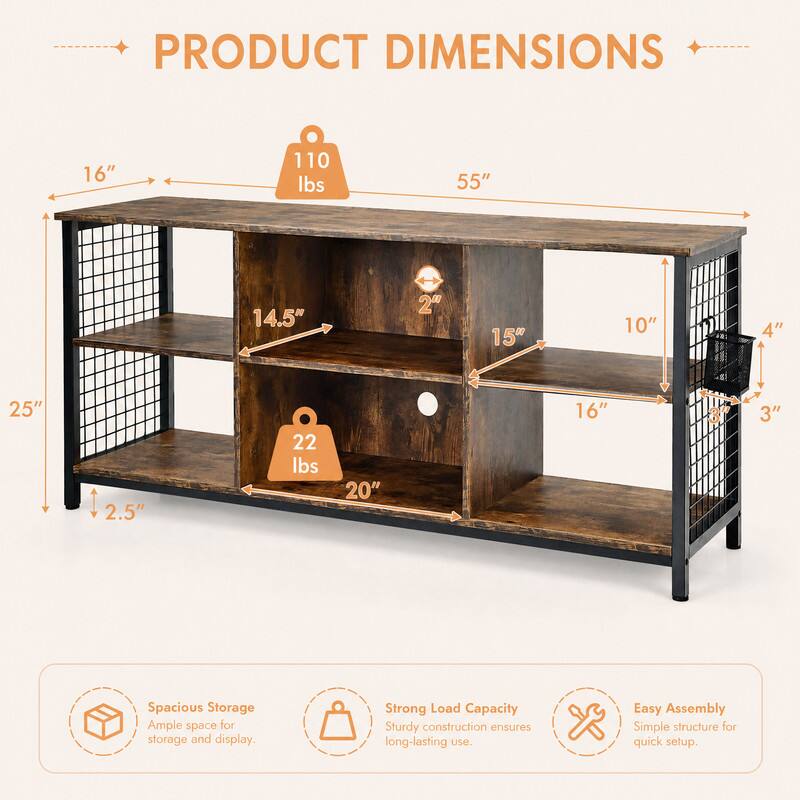 PRODUCT DIMENSIONS

16"  
110 lbs  
55"  
14.5"  
2"  
15"  
10"  
4"  
25"  
2.5"  
22 lbs  
20"  
16"  
3"  

Spacious Storage  
Ample space for storage and display.  

Strong Load Capacity  
Sturdy construction ensures long-lasting use.  

Easy Assembly  
Simple structure for quick setup.