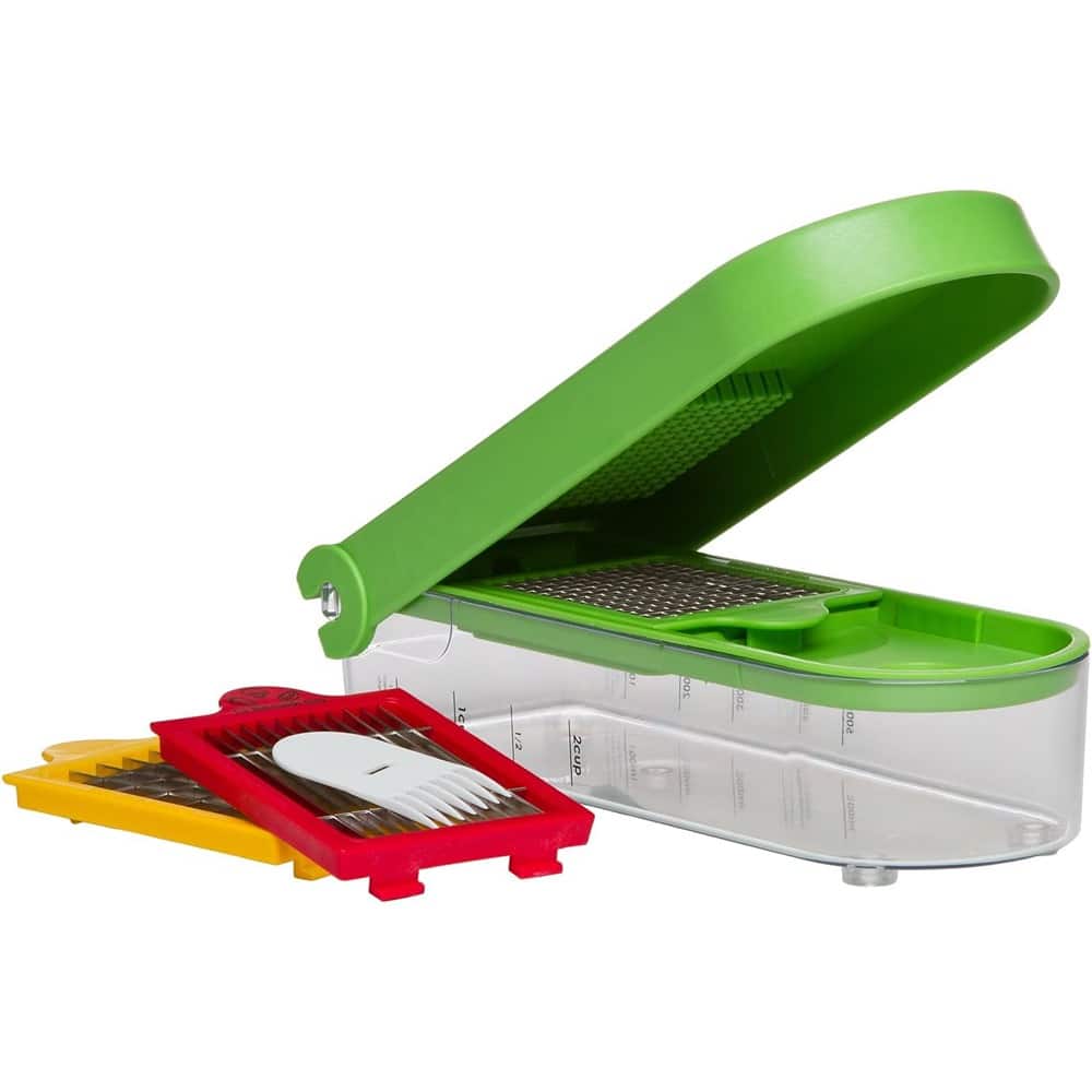 PARKER SLATER - 3-Blade Multi-Function Vegetable and Fruit Chopper with Stainless Steel Blades, Easy to Use, BPA-Free - Multicolor