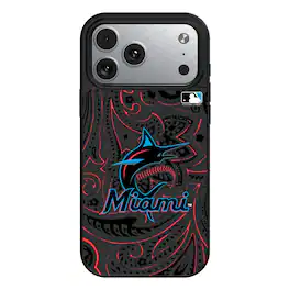 Keyscaper - MLB - Miami Marlins Paisley iPhone Magnetic Bump Case - 15 - Black