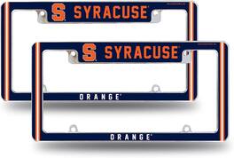 Rico Industries - Syracuse NCAA Orange (Set of 2) Chrome Metal License Plate Frames with Bold Full Frame Design - Multi