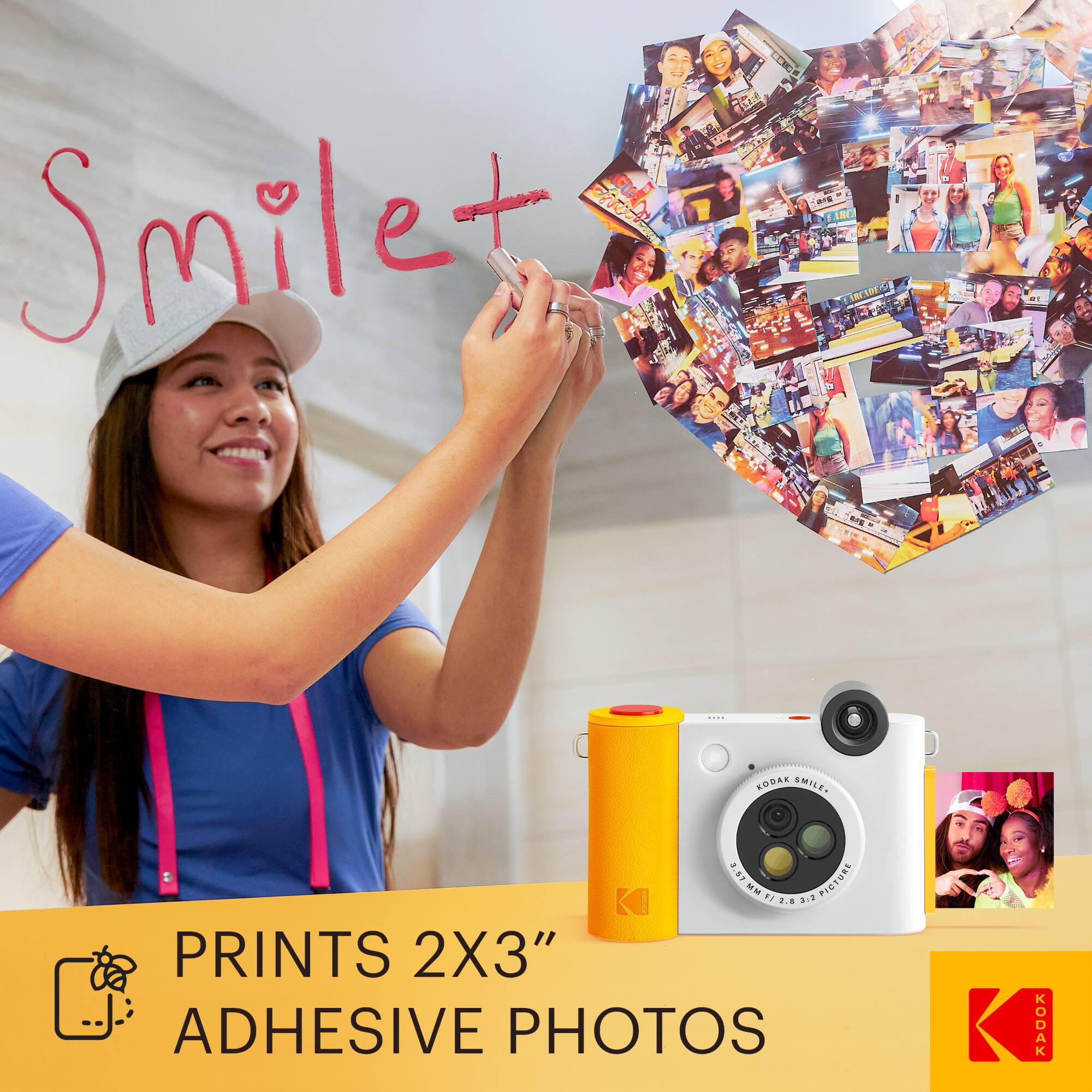 KODAK SMILE 3.87 PICTURE MW F1 2.8 ... PRINTS 2X3" ADHESIVE PHOTOS