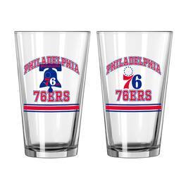Logo Brands - Philadelphia 76ers 16oz. Pint Glass Two Pack - Multicolor