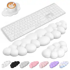 Front. TECKNET - TECKNET Cloud Keyboard Wrist Rest Set, Non-Slip PU Leather Memory Foam, for PC/Office/Gaming & Pain Relief - white.