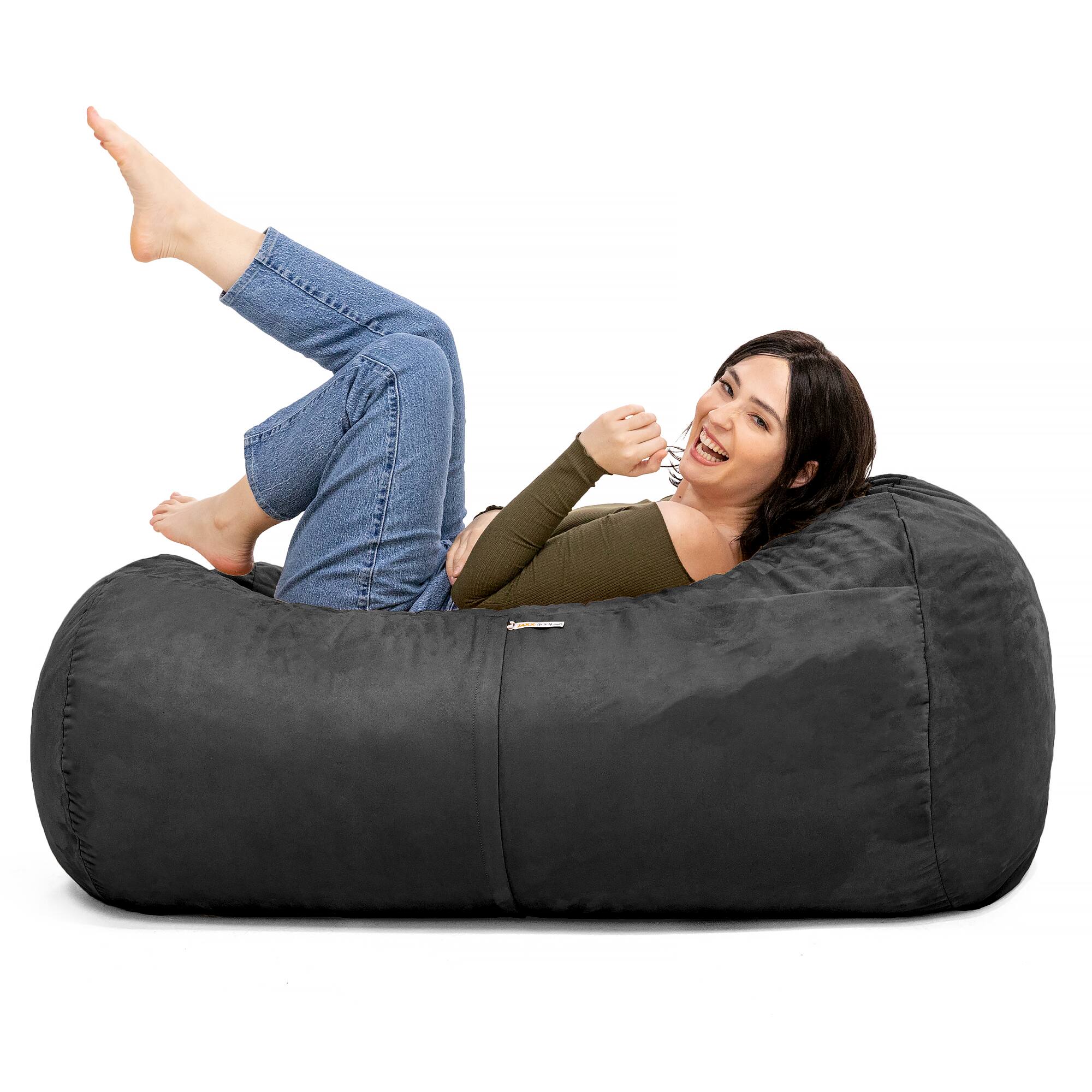 Angle. Jaxx - Jaxx Sofa Saxx 4-foot Bean Bag Lounger, Black - Black.