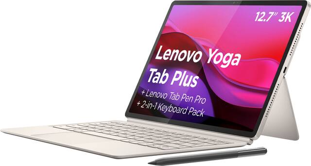 Lenovo - Yoga Tab Plus - 12.7" 3K Tablet - 16GB RAM - 256GB UFS - with Keyboard Stand + Pen - Seashell