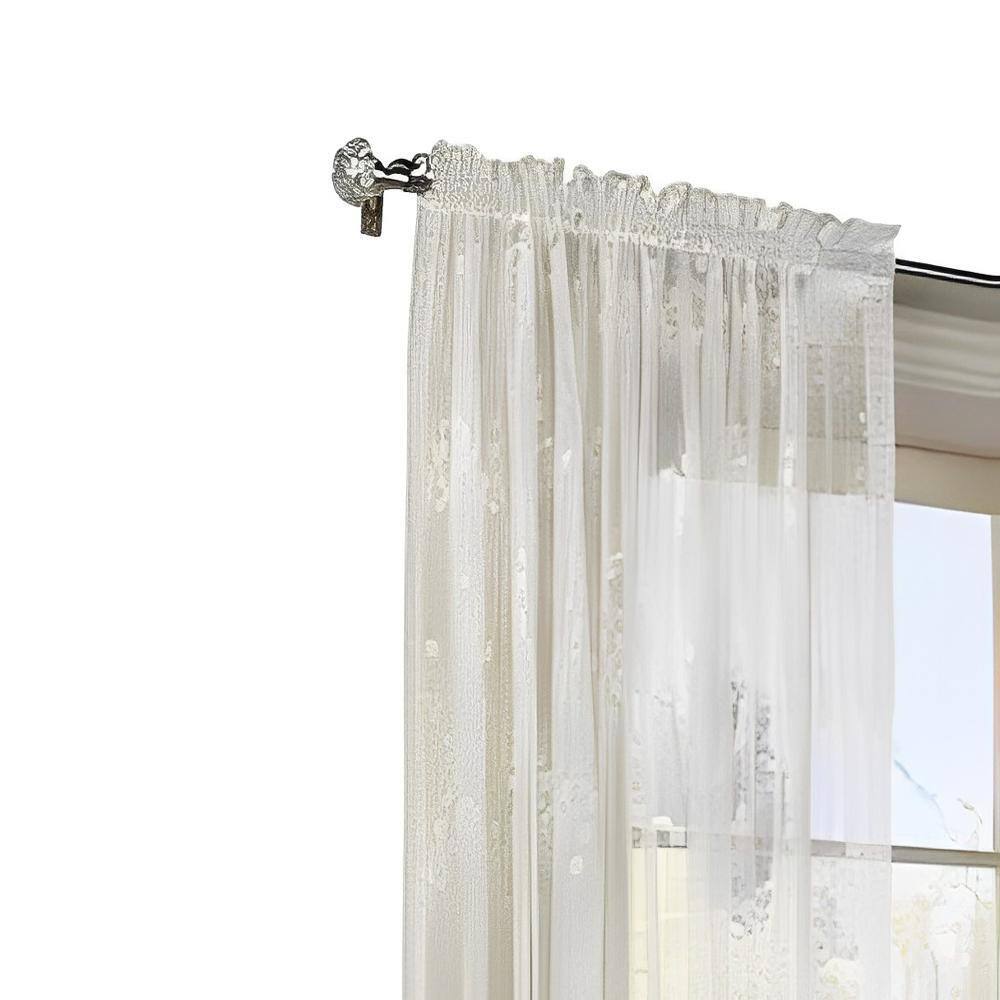 Angle. Commonwealth Home Fashions - Commonwealth Habitat Mona Lisa Jacquard Lace Tailored Sheer Panel - 56x72" - Shell - Shell.