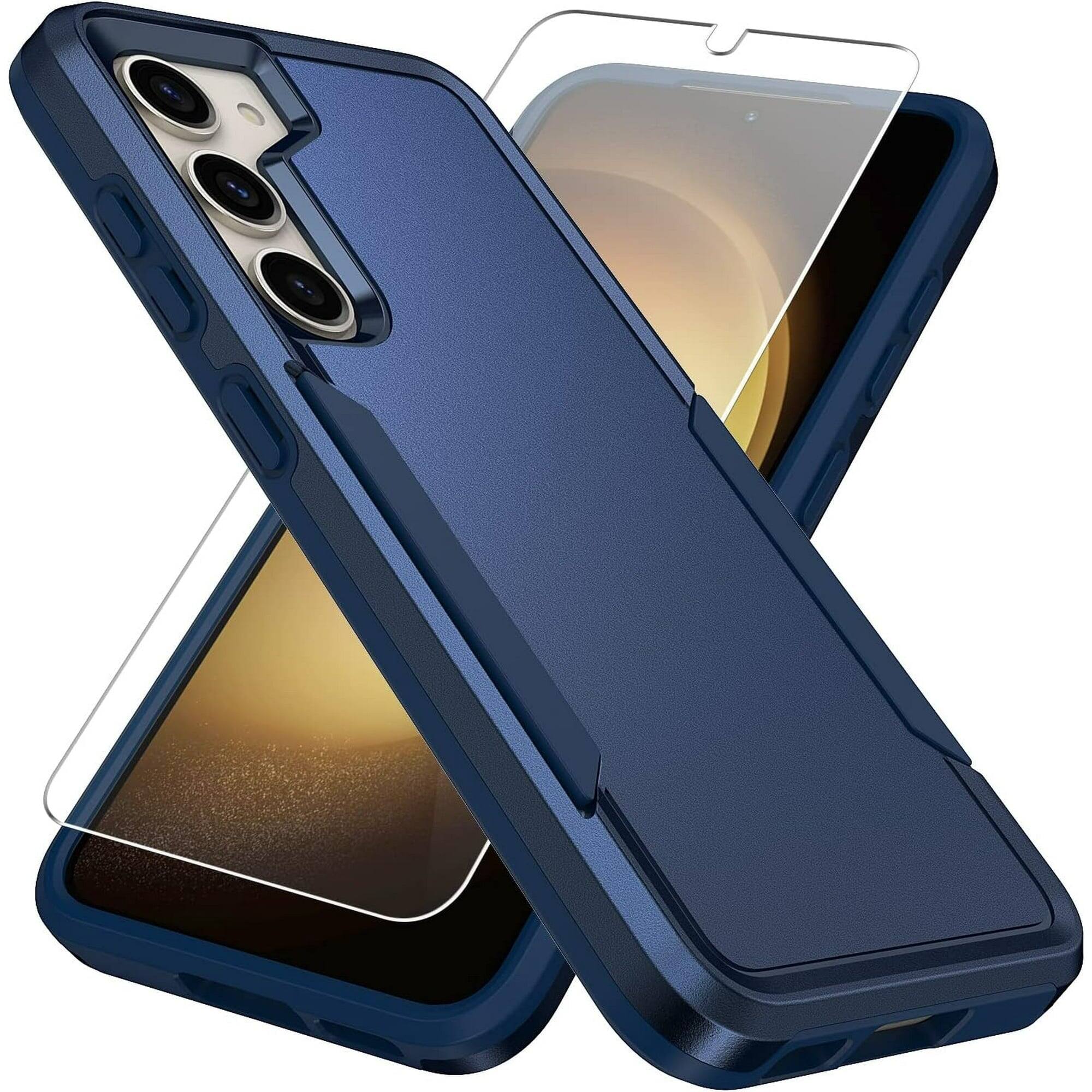 Entronix - Galaxy S25 Plus Bundle - Premium Soft-Touch Dual-Layer Case with Clear Screen Protector - Navy Blue