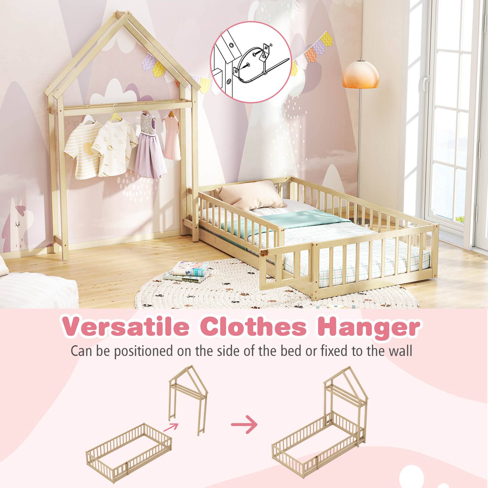 Versatile Clothes Hanger: Can be positioned on the side of the bed or fixed to the wall.