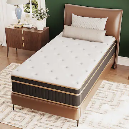 Front. Winado - 10 Inch Twin XL Hybrid Memory Foam Mattress,Individually Wrapped Coils Pocket Spring,Strong Edge Support,Medium Firm - Black.