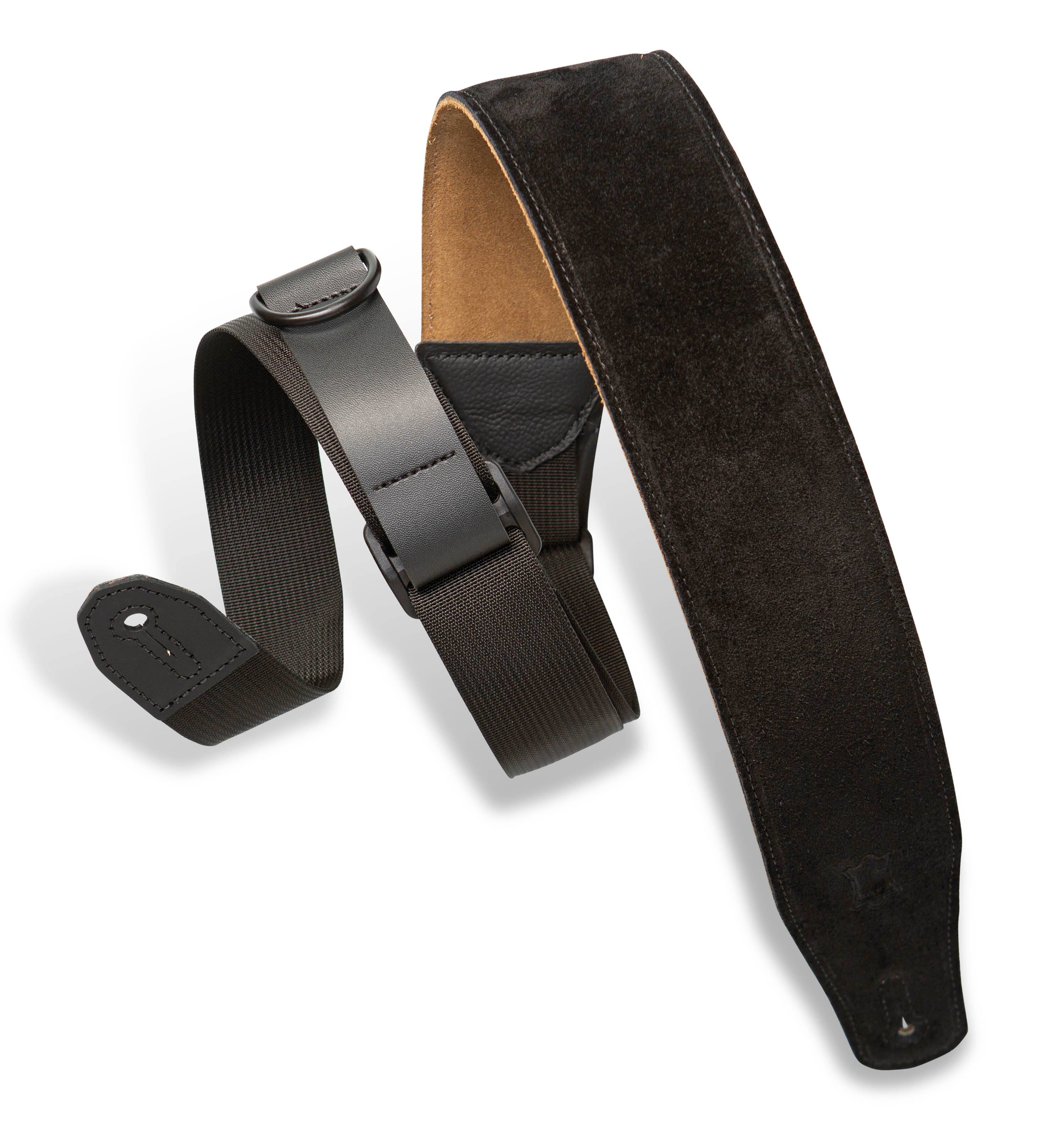 Levy's Leathers - Right Height Suede Guitar Strap, Specialty Series - 2-1/2 inch. Wide - Black