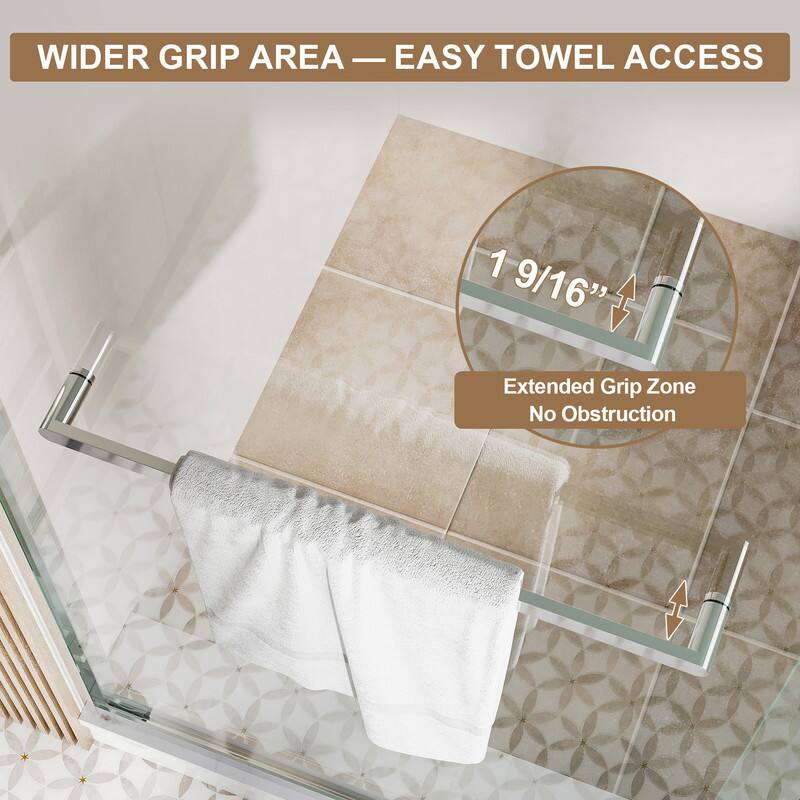 WIDER GRIP AREA — EASY TOWEL ACCESS  
1 9/16" Extended Grip Zone  
No Obstruction