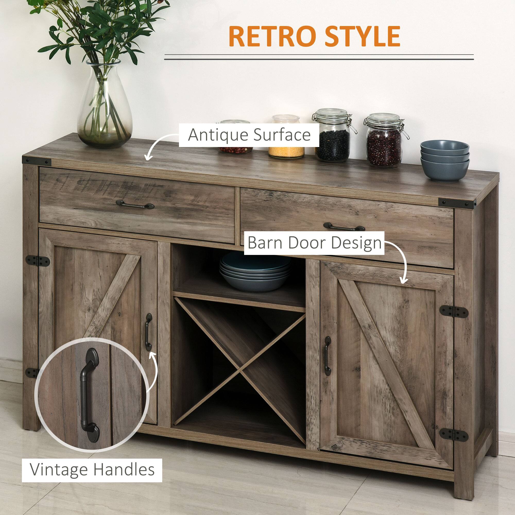 RETRO STYLE

- Antique Surface
- Barn Door Design
- Vintage Handles