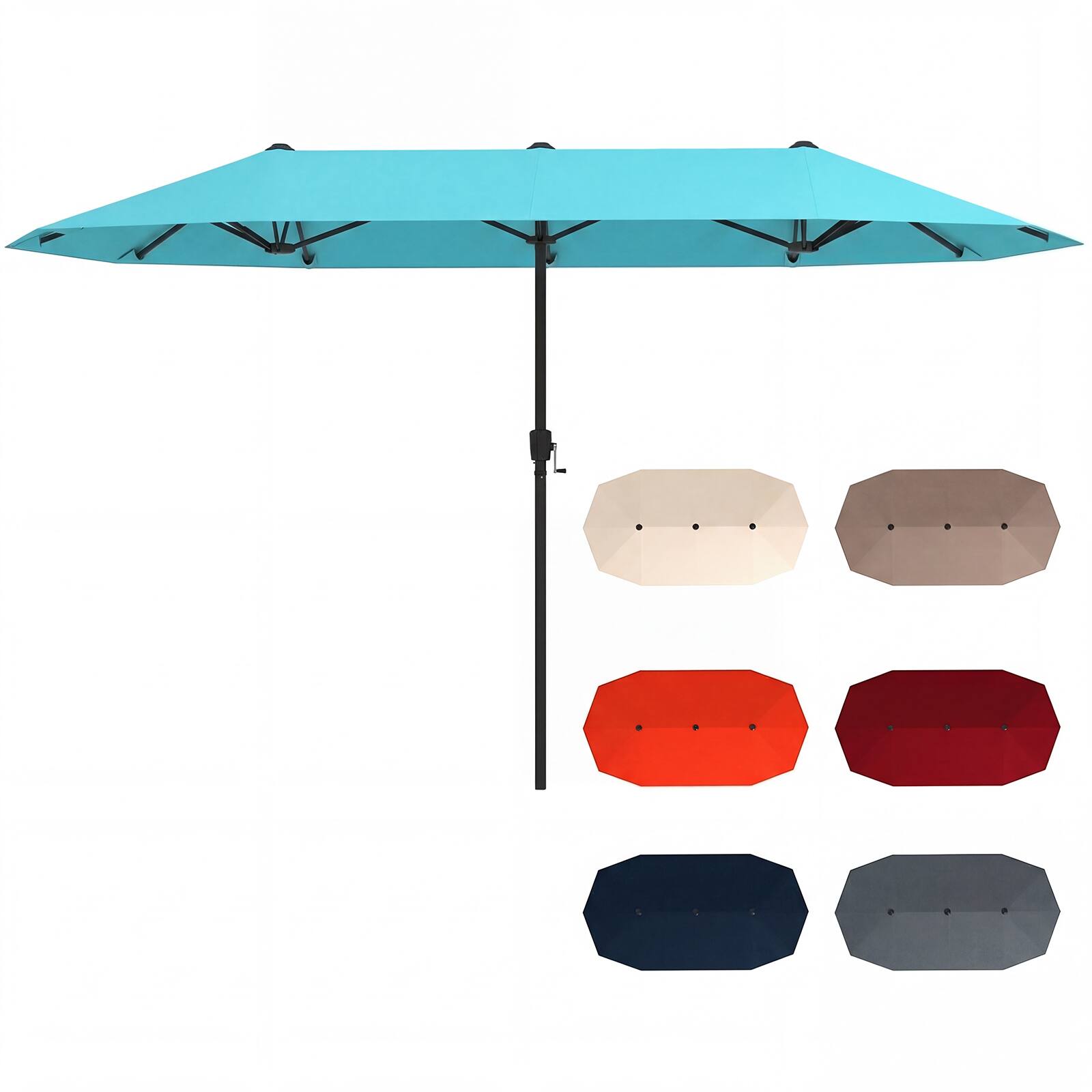 Alt View 9. Costway - Costway 13 FT Large Patio Umbrella Outdoor Double-Sided Table Market Umbrella for Garden - Turquoise.