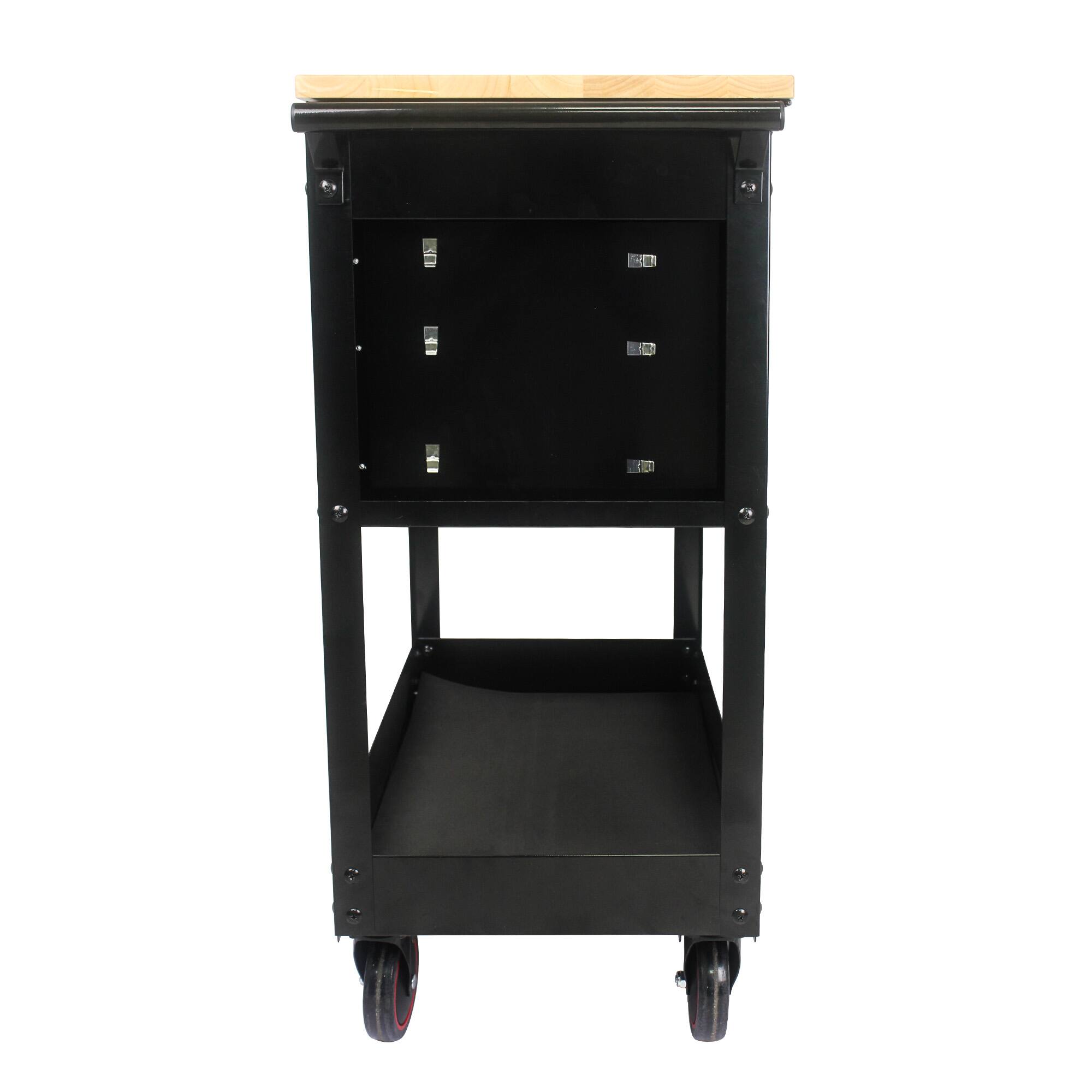 Alt View 2. LOVMOR - 3 DRAWERS MULTIFUNCTIONAL TOOL CART WITH WHEELS AND WOODEN TOP.