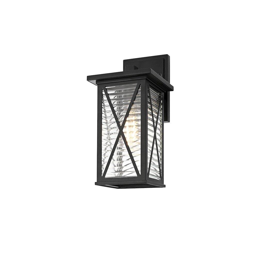 Left. Elegant Lighting - Jada 12 inch Outdoor Wall sconce in Black - Black And Clear.